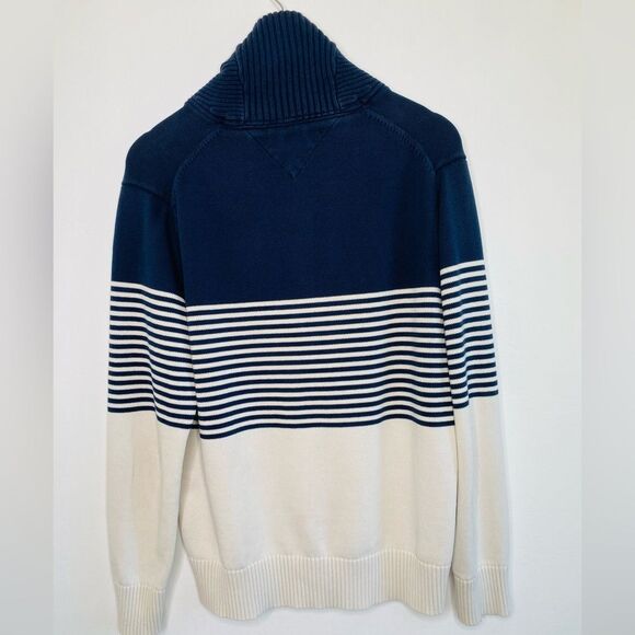 Tommy Hilfiger Cowl neck Sweater Striped Navy blue Size Large - Picture 5 of 7